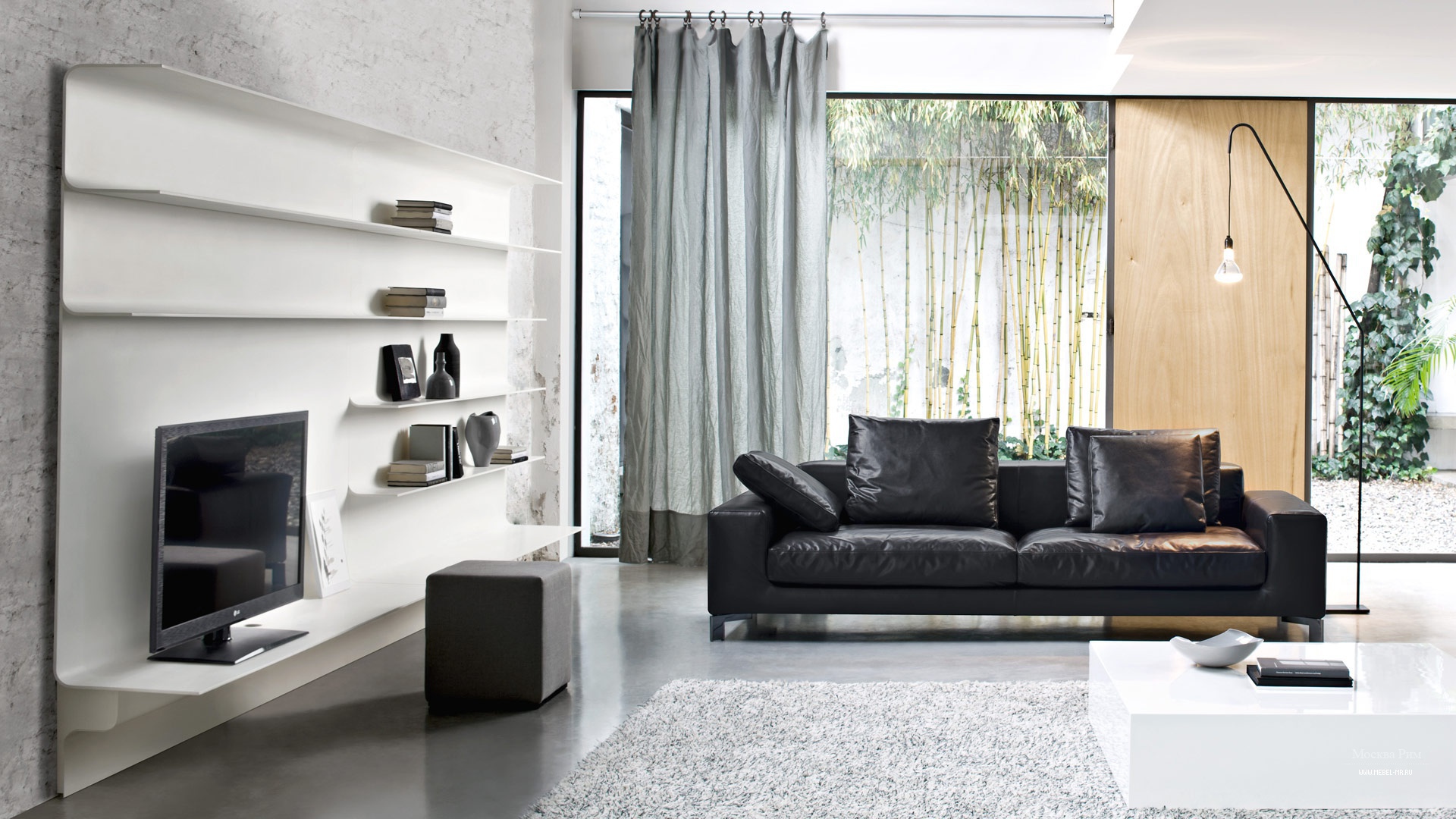 Interiér moderního a stylového obývacího pokoje s modulárními systémy