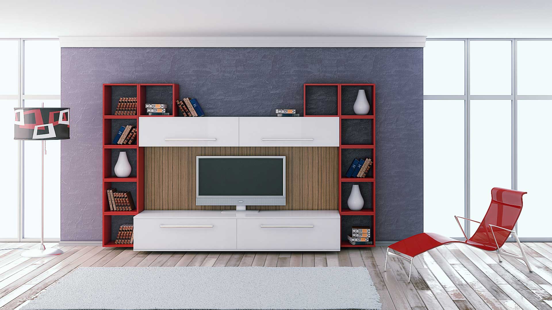 Stylové modulární systémy pro interiér obývacího pokoje