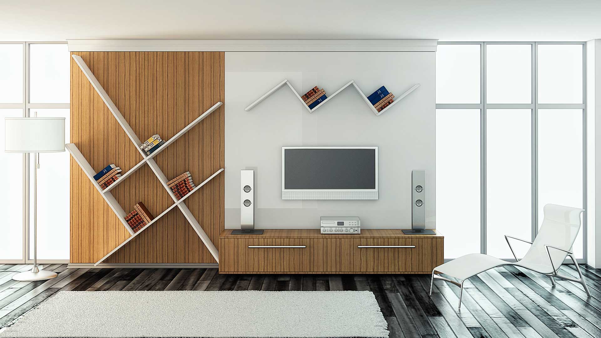 Sistem modular untuk reka bentuk ruang tamu yang bergaya dan kontemporari