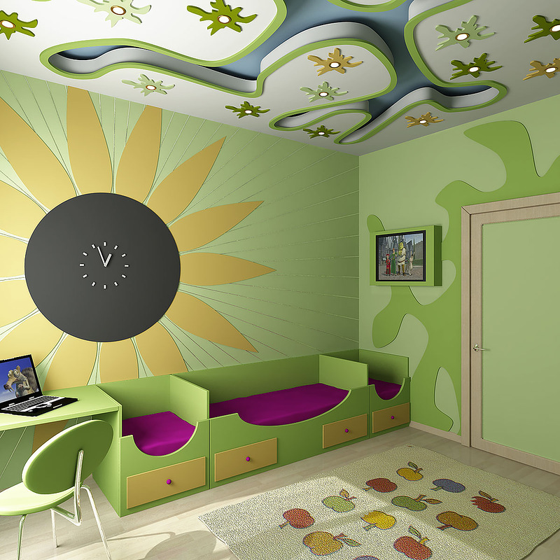 Moderní styl v designu tapety dětského pokoje pro chlapce