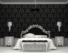 černá tapeta v designu ložnice ve stylu futurismu