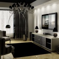 gaišs guļamistabas dizains melnbaltā krāsā