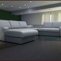 šviesi kampinė sofa prieškambario paveikslo interjere