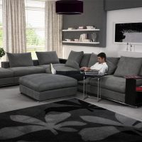 sofa sudut yang cerah dalam gaya foto apartmen