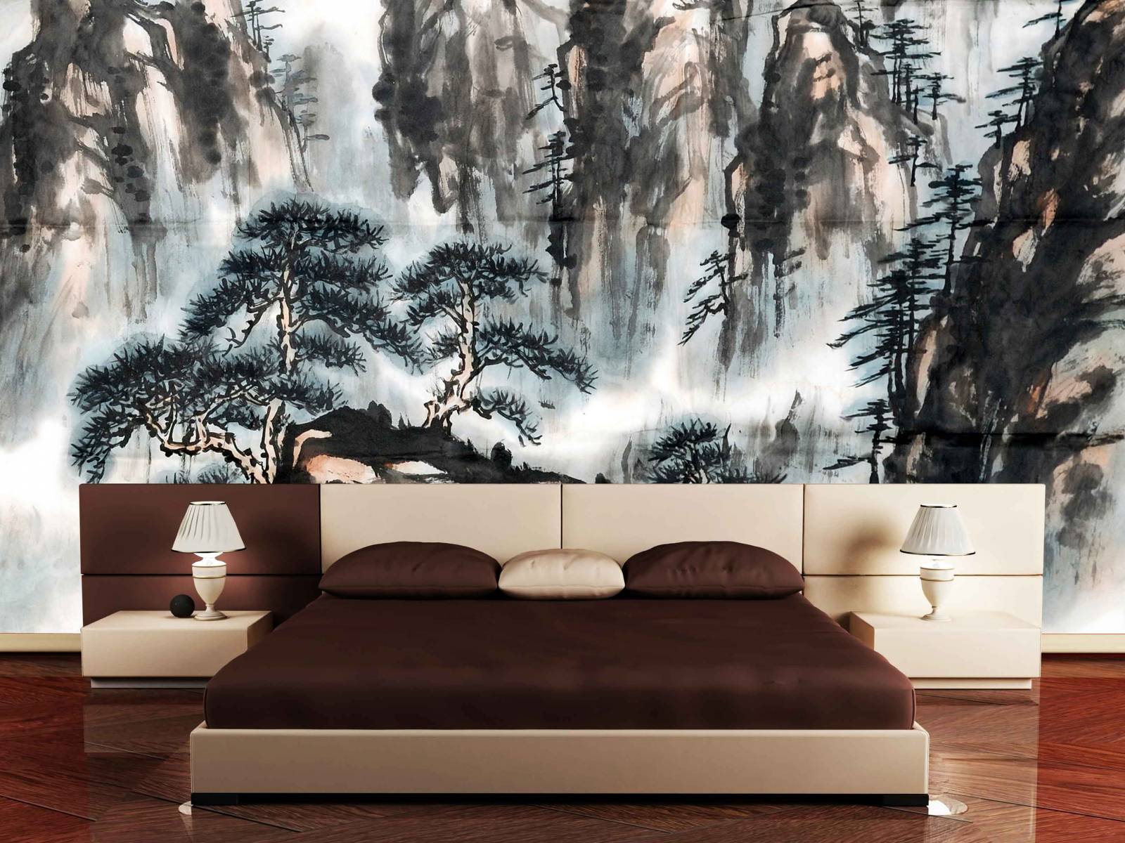 wooden photo wallpaper in the room