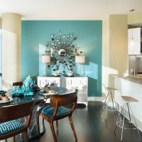 világos konyha design türkiz színű fotó