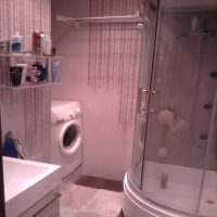 šviesaus stiliaus vonios kambarys su dušu tamsių spalvų nuotrauka