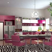 světlý design obývacího pokoje v barevném obrázku fuchsie