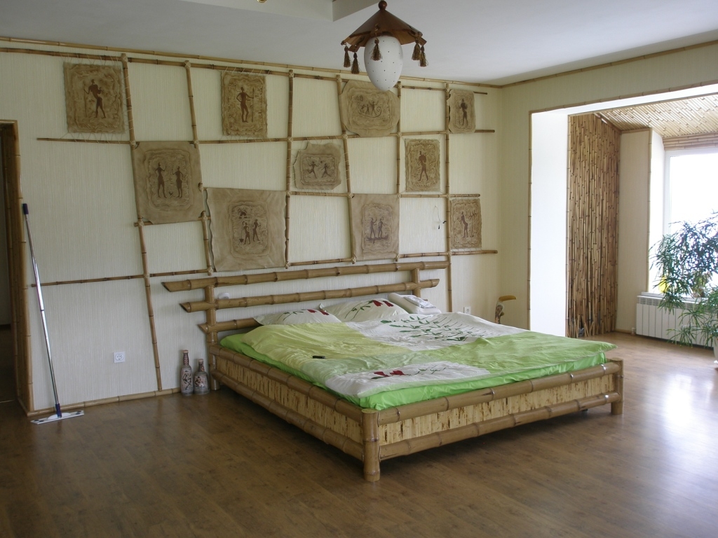 perdele de bambus în stil dormitor