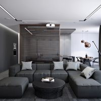 krásné high-tech obývací pokoj dekor fotografie