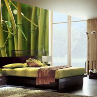 aizkari ar bambusu guļamistabas attēla stilā