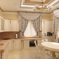 licht interieur van beige keuken in provence stijl foto