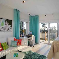 design ușor al dormitorului în imagine turcoaz color