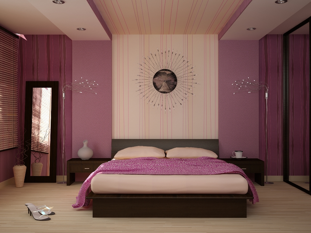 ryškus miegamojo stilius įvairiomis spalvomis
