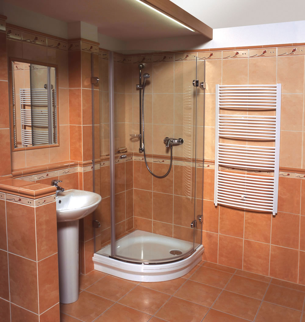 mooie stijl van de badkamer met een douche in donkere kleuren