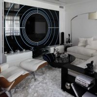šviesaus stiliaus gyvenamojo kambario aukštųjų technologijų stiliaus nuotrauka