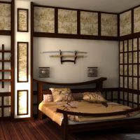 šviesi japoniško stiliaus gyvenamojo kambario dizaino nuotrauka