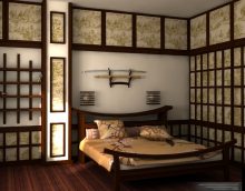 šviesi japoniško stiliaus gyvenamojo kambario dizaino nuotrauka