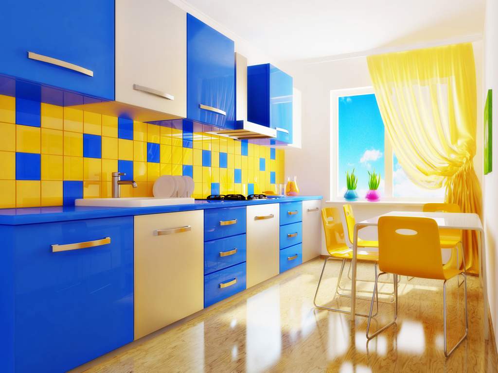 ryškus virtuvės kambario dizainas