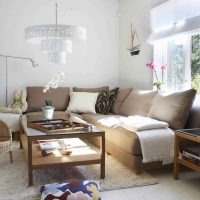 canapea luminoasă de colț în designul imaginii livingului