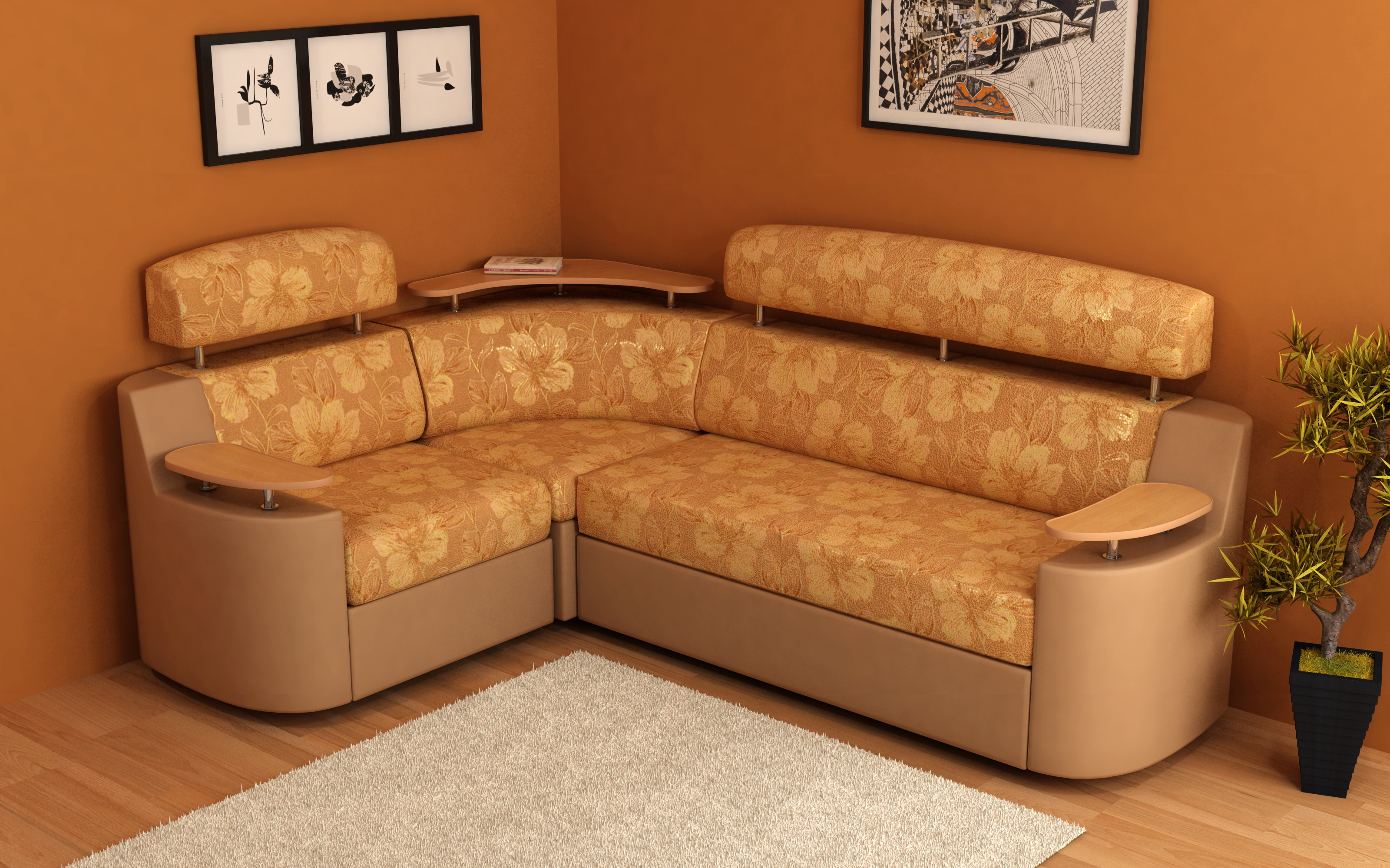 sofa sudut yang indah di pedalaman lorong