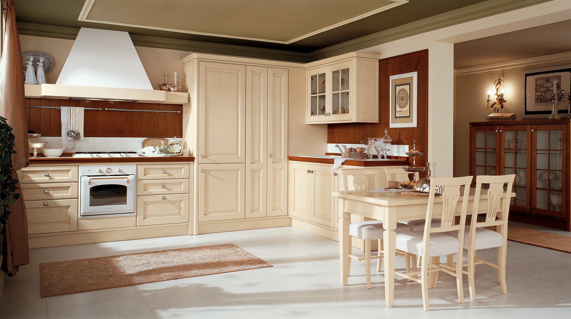 skaists bēšas virtuves dizains provences stilā