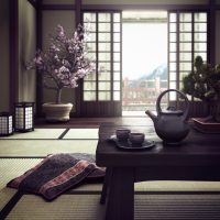 frumoasă fotografie de decor în apartament în stil japonez