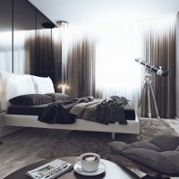 lengvas aukštųjų technologijų miegamojo dizaino paveikslėlis