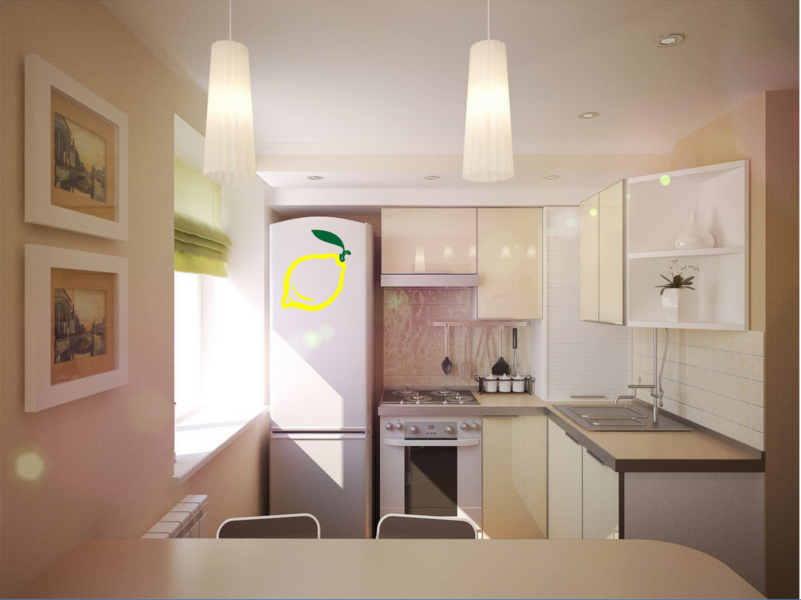 gražus smėlio spalvos ekologiško stiliaus virtuvės dizainas