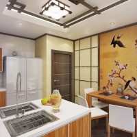 fényes japán stílusú hálószoba belső képe