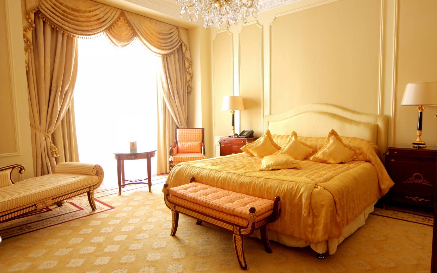 krásný styl ložnice v různých barvách