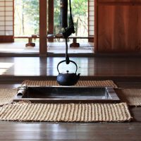 ryškios japonų stiliaus virtuvės dizaino nuotrauka