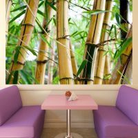 parket met bamboe in het ontwerp van de slaapkamerfoto