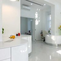 dinding putih dalam hiasan dapur dalam gaya gambar minimalis