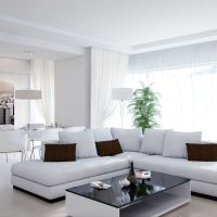 pareti bianche nel design della camera da letto in stile minimalista foto