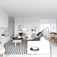 pareti bianche nello stile del soggiorno in stile minimalista