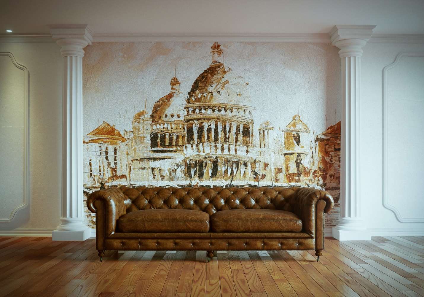 fresco's in de stijl van de gang met het beeld van de natuur
