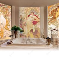 sienas gleznojumi viesistabas stilā ar dabas foto attēlu