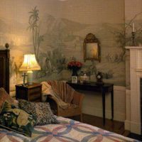 freskos miegamojo dizaine su kraštovaizdžio nuotraukos atvaizdu