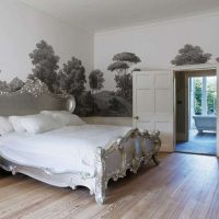 الجداريات في تصميم غرفة المعيشة مع صورة صورة الطبيعة