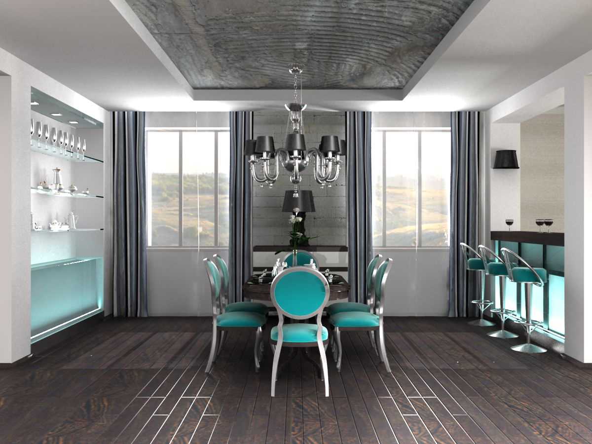design de sufragerie frumos în stil fuziune