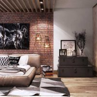 neobvyklý design obývacího pokoje ve stylu podkroví fotografie