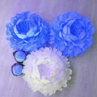 zili papīra ziedi svētku zāles attēla noformējumā