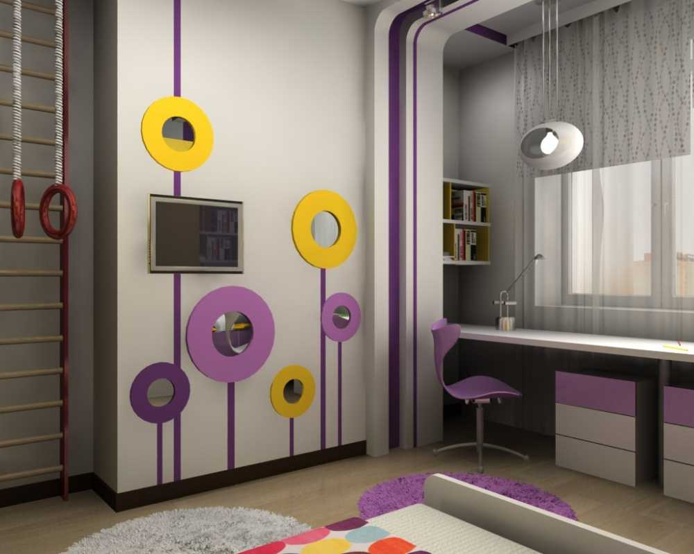 Reka bentuk bilik tidur terang dengan ungu