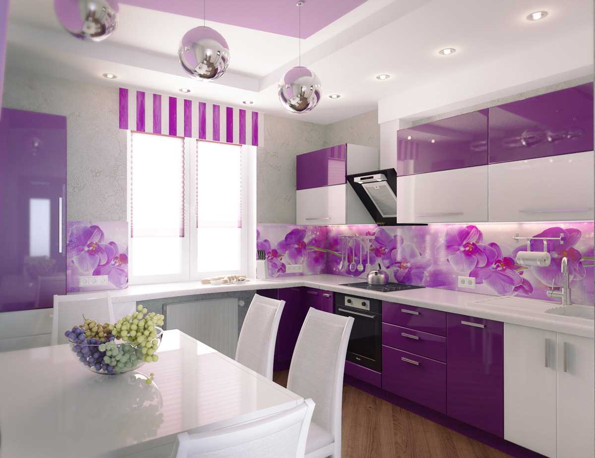 sufragerie în stil deschis în violet