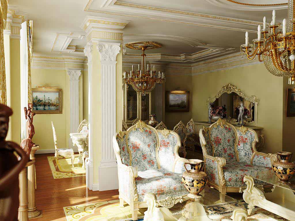 schönes barockes Schlafzimmer Interieur