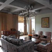 neparasts dzīvojamās istabas dekors saplūšanas stila fotoattēlā