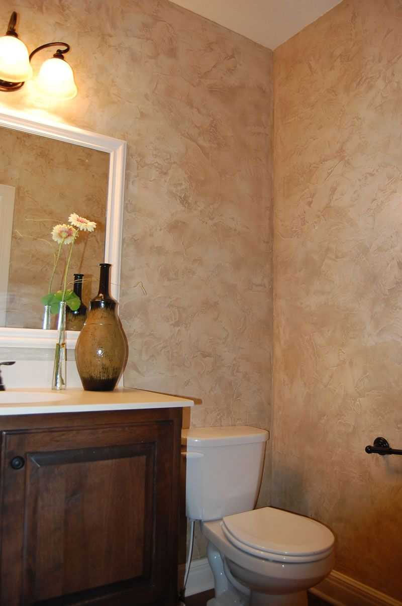 varian plaster warna dekoratif dalam reka bentuk bilik mandi