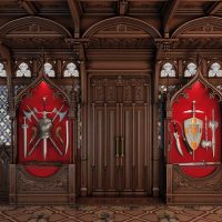 helder ontwerp van de slaapkamer in de gotische stijl foto