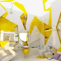 reka bentuk bilik yang indah dalam gambar warna mustard